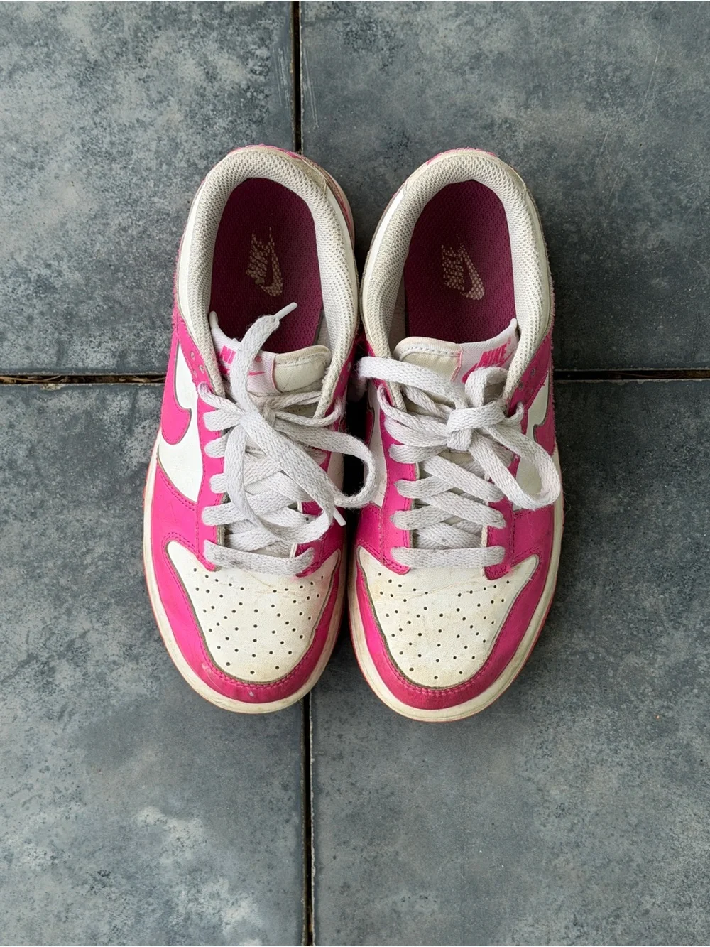 Nike Pink and White Low-Top Skate Sneakers